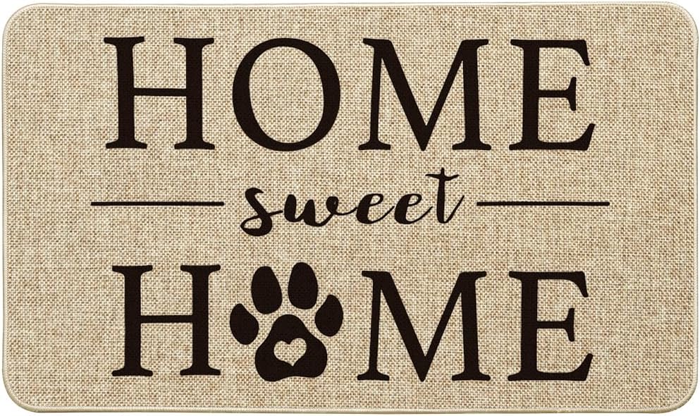 Home Sweet Home Cute Dog Paw Print Doormat,17 X 29 Inch