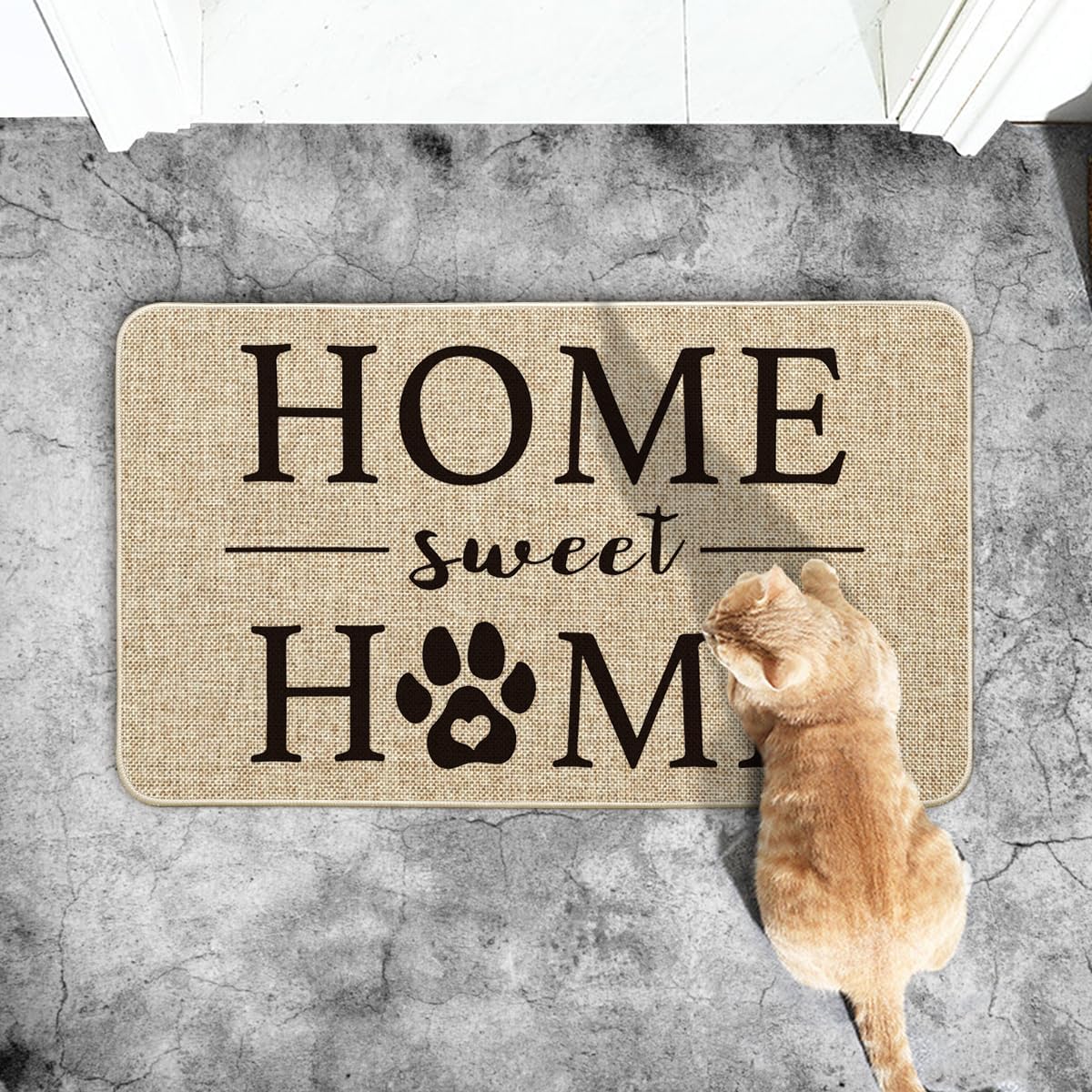 Home Sweet Home Cute Dog Paw Print Doormat,17 X 29 Inch